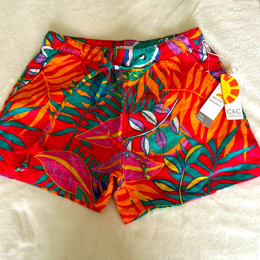C&C California 100% Linen Tropical shorts size XS